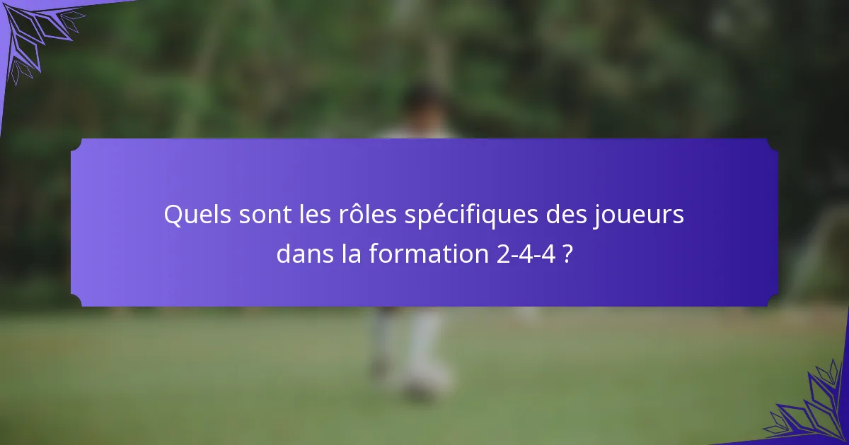 Quels sont les rôles spécifiques des joueurs dans la formation 2-4-4 ?
